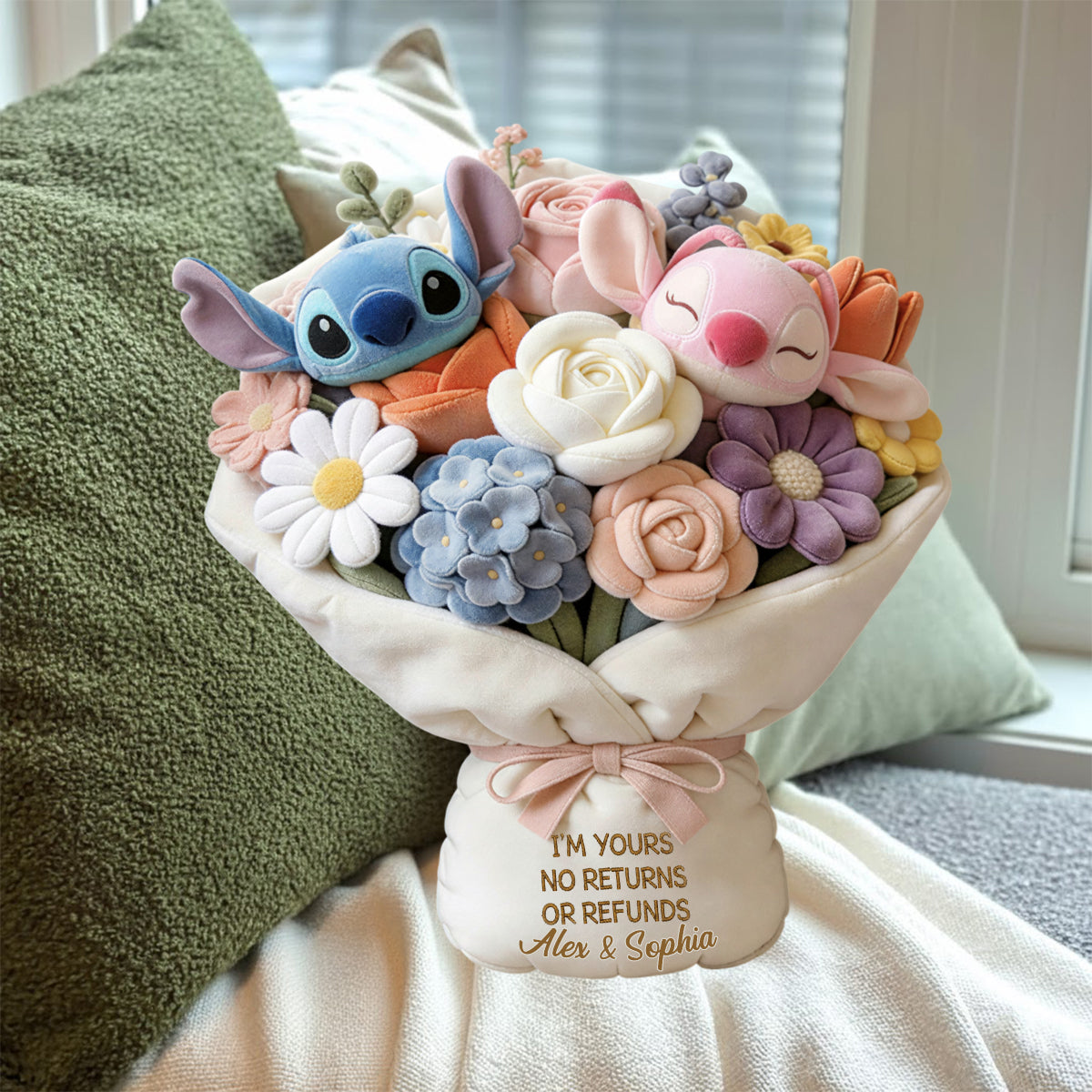 Personalized Faux Fur Shaped Pillow Custom Bouquet Gift Faux Fur Shaped Pillow GradoCreations