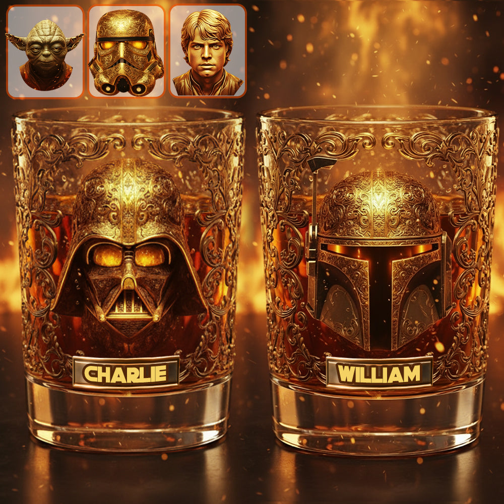 Personalized Star Wars Whiskey Glass Best Gift for Dad Whiskey Glass GradoCreations