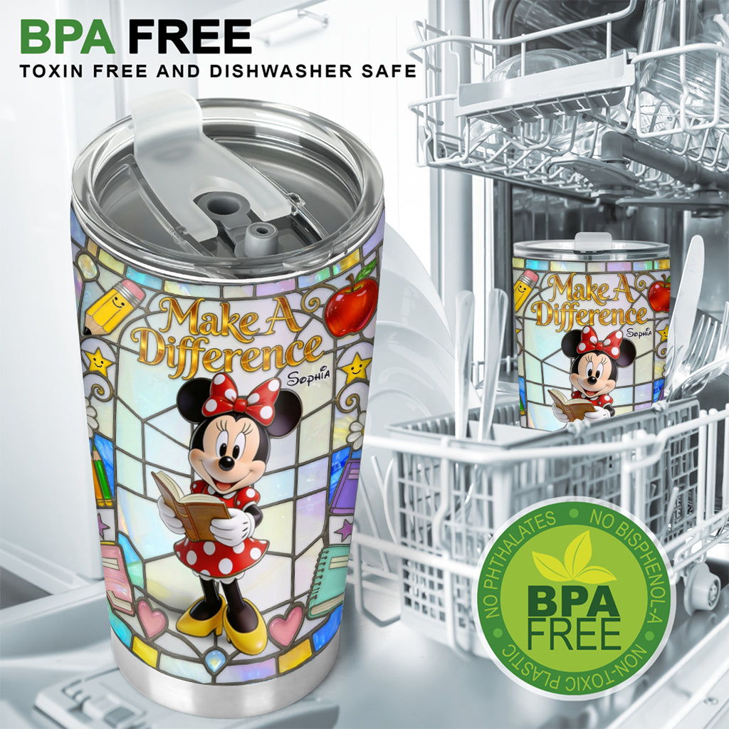 Personalized Teacher Tumbler Gift with Minnie Mouse Design Tumbler GradoCreations