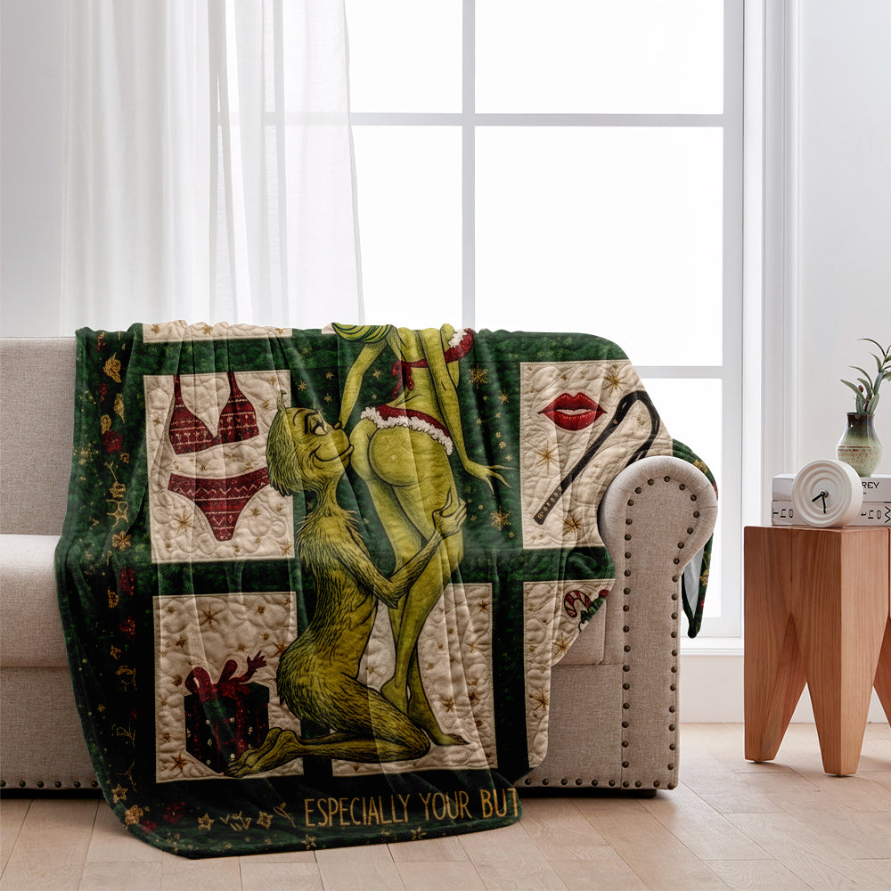 Personalized Funny Green Grinch Christmas Blanket Gift Blanket GradoCreations