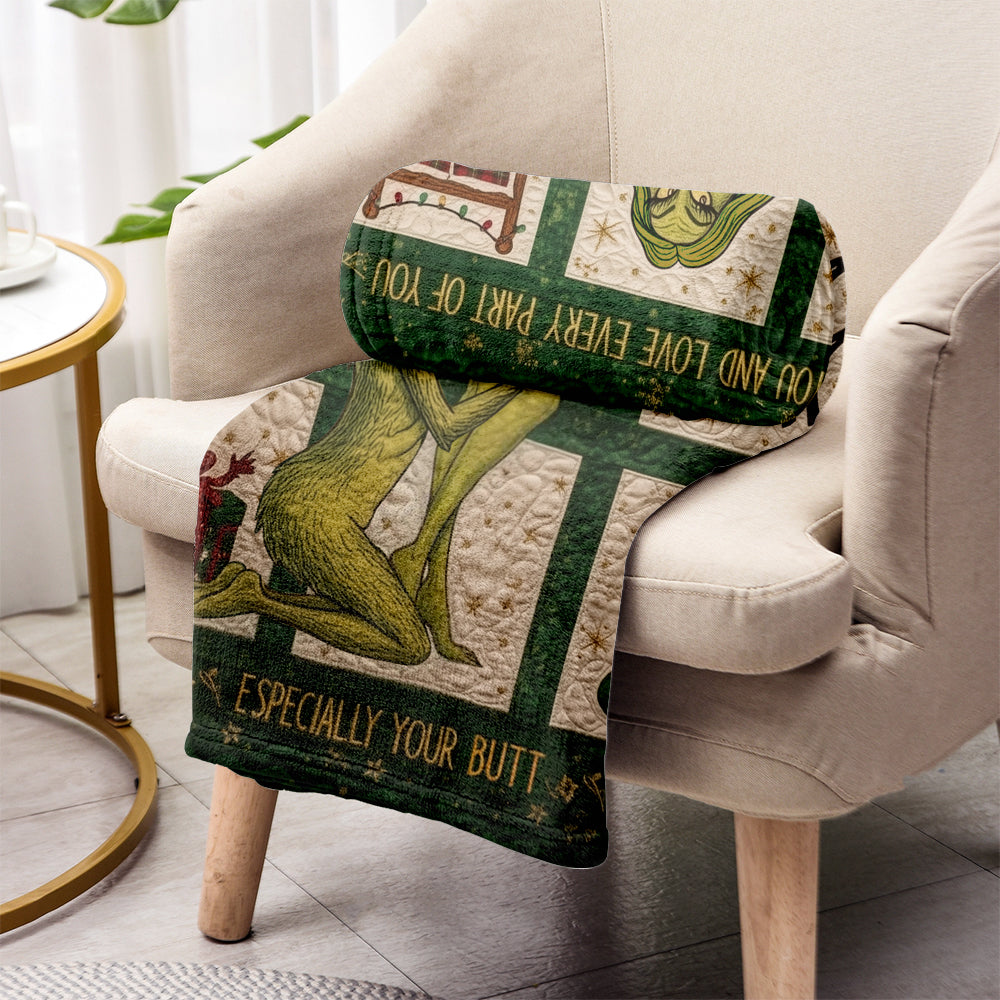 Personalized Funny Green Grinch Christmas Blanket Gift Blanket GradoCreations