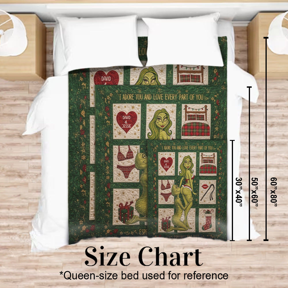 Personalized Funny Green Grinch Christmas Blanket Gift Blanket GradoCreations