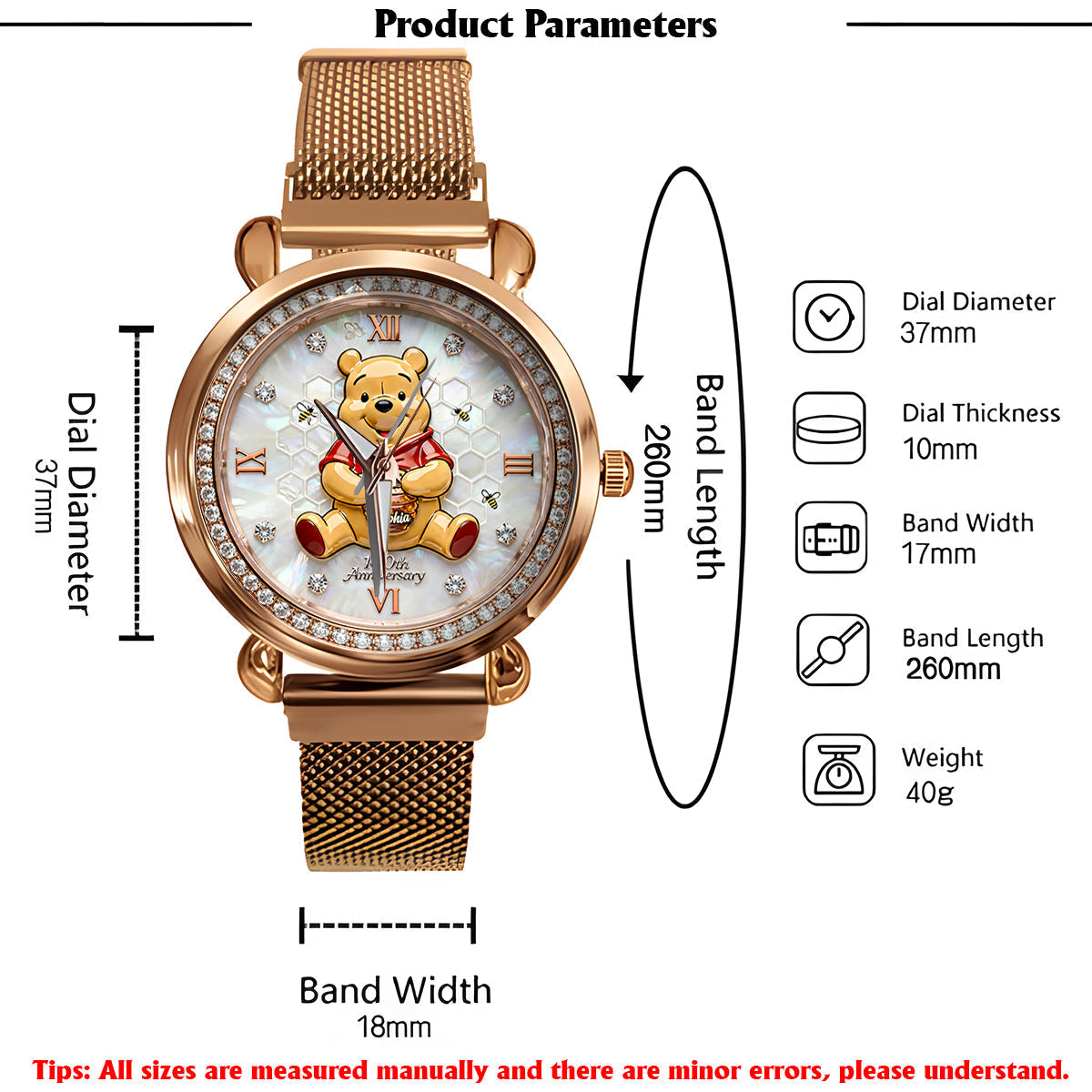Personalized Winnie the Pooh 100th Anniversary Women's Watch Women Hand Watch GradoCreations