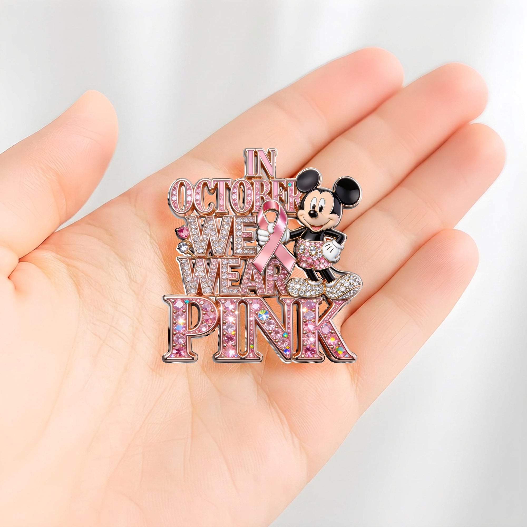 Personalized Breast Cancer Awareness Enamel Pin Pink Ribbon Gift 3D Embossed Enamel Pin GradoCreations