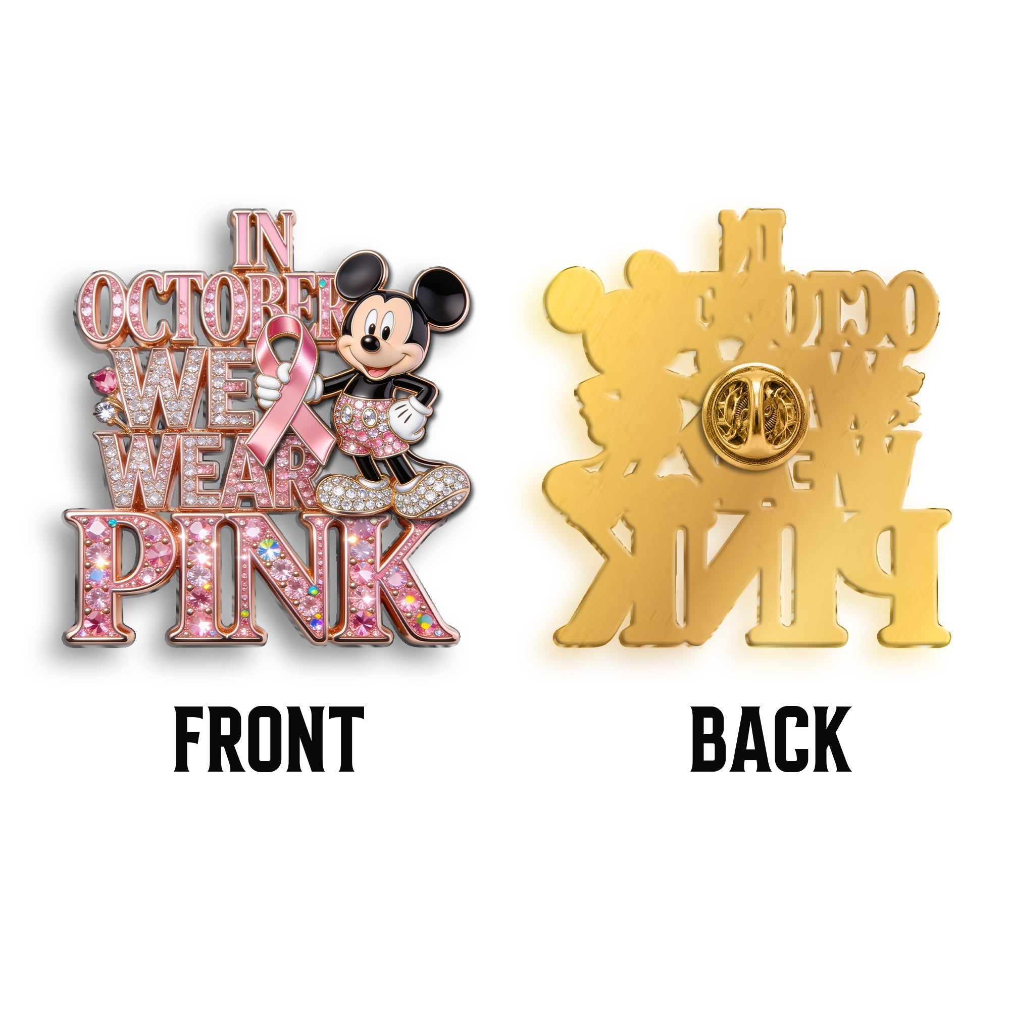 Personalized Breast Cancer Awareness Enamel Pin Pink Ribbon Gift 3D Embossed Enamel Pin GradoCreations