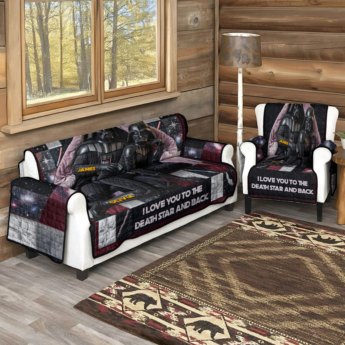 Personalized Quilted Sofa Cover Star Wars The Force Gift for Couples Quilted Sofa/Couch Cover GradoCreations