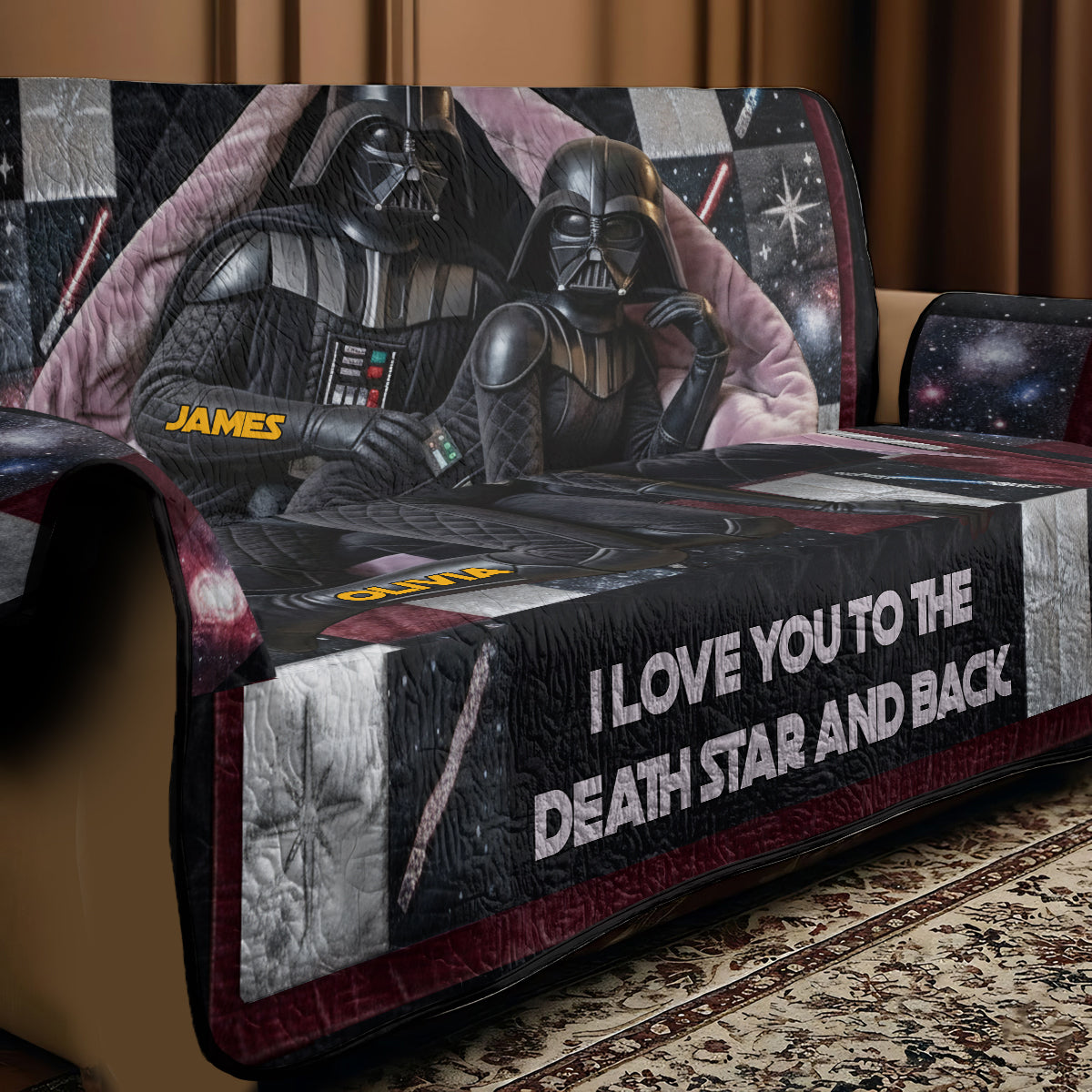 Personalized Quilted Sofa Cover Star Wars The Force Gift for Couples Quilted Sofa/Couch Cover GradoCreations