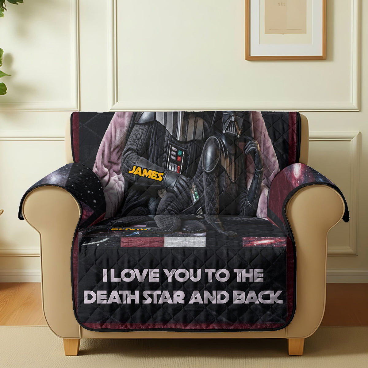 Personalized Quilted Sofa Cover Star Wars The Force Gift for Couples Quilted Sofa/Couch Cover GradoCreations