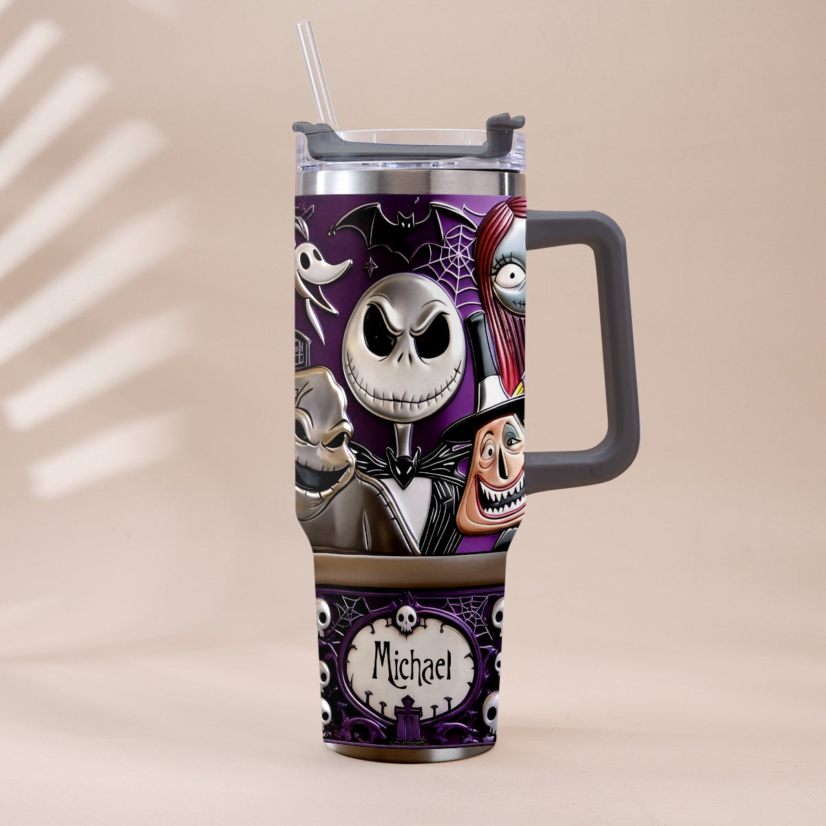Personalized Nightmare Tumbler with Plush Charm Gift for Halloween Tumbler With Plush Charm GradoCreations