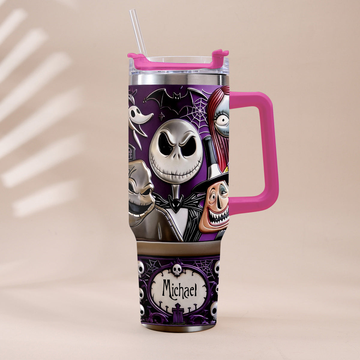 Personalized Nightmare Tumbler with Plush Charm Gift for Halloween Tumbler With Plush Charm GradoCreations