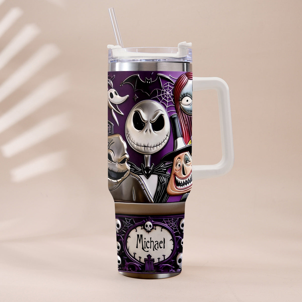 Personalized Nightmare Tumbler with Plush Charm Gift for Halloween Tumbler With Plush Charm GradoCreations