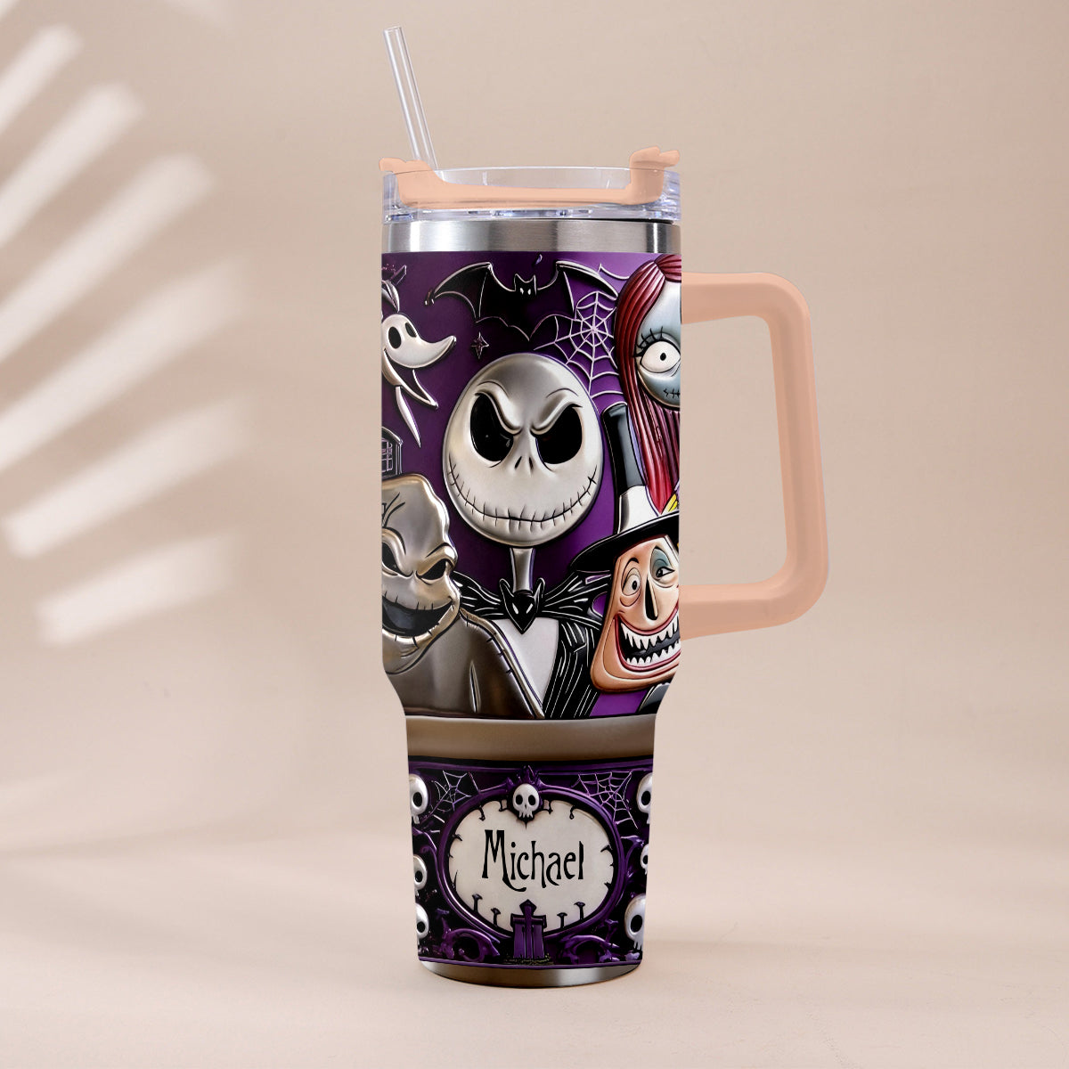 Personalized Nightmare Tumbler with Plush Charm Gift for Halloween Tumbler With Plush Charm GradoCreations