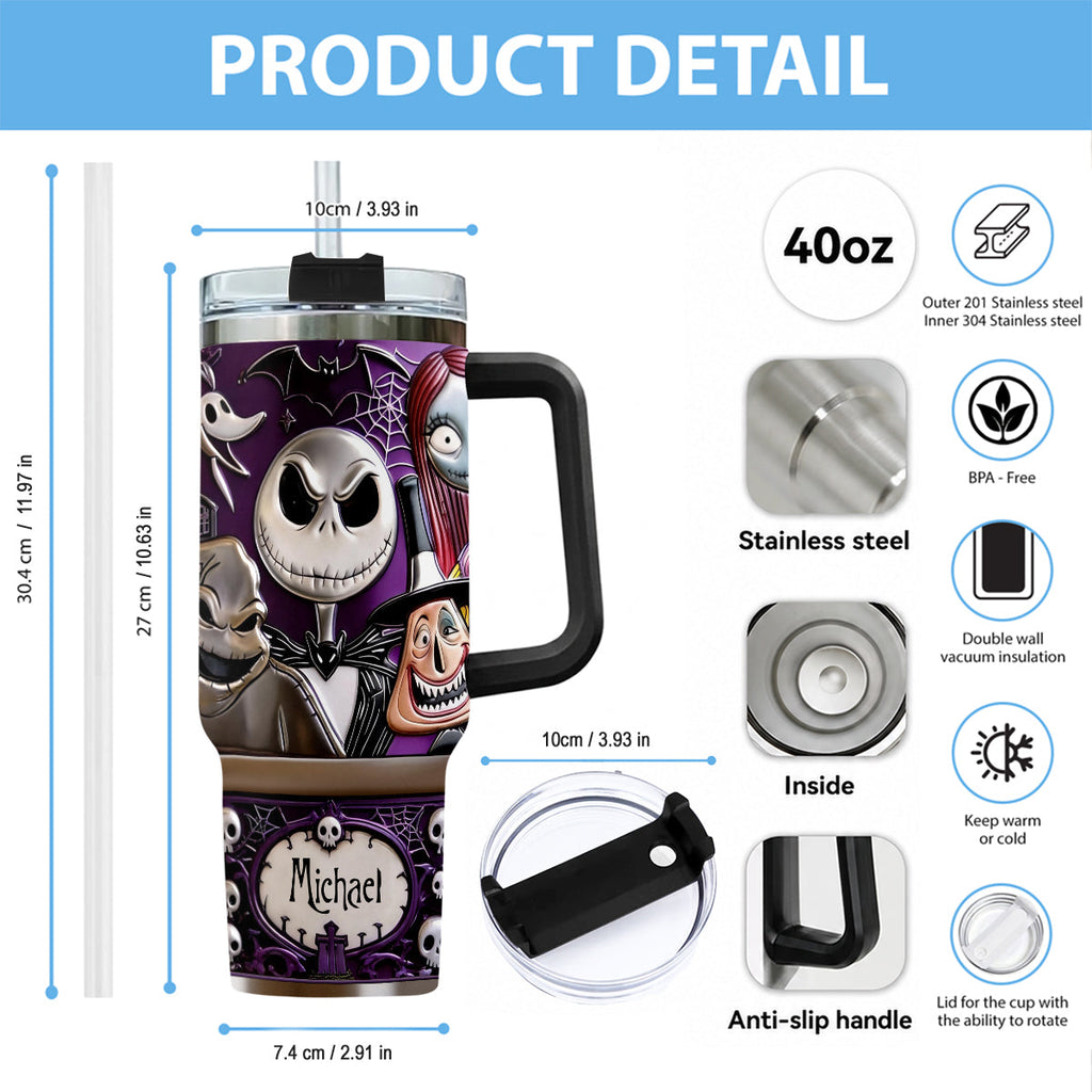 Personalized Nightmare Tumbler with Plush Charm Gift for Halloween Tumbler With Plush Charm GradoCreations