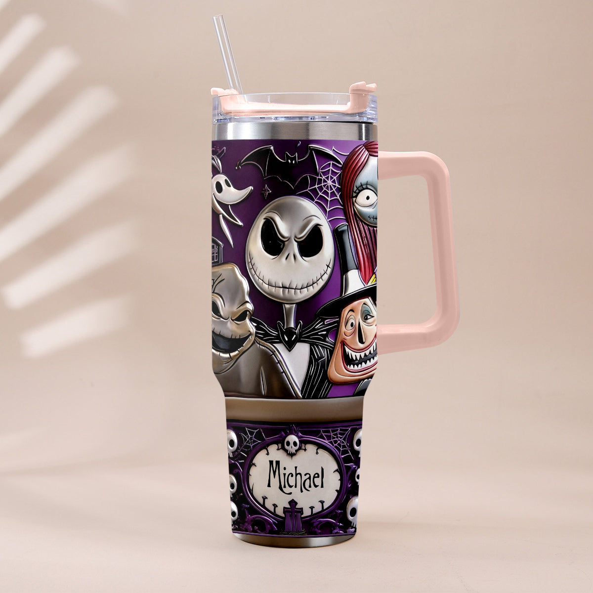Personalized Nightmare Tumbler with Plush Charm Gift for Halloween Tumbler With Plush Charm GradoCreations
