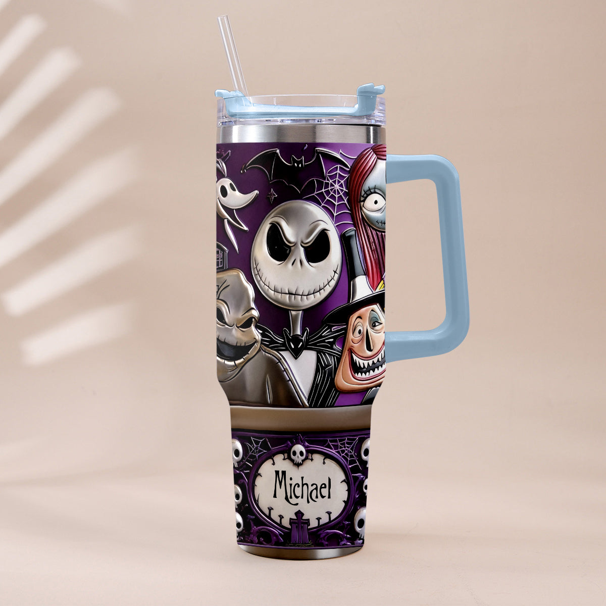 Personalized Nightmare Tumbler with Plush Charm Gift for Halloween Tumbler With Plush Charm GradoCreations