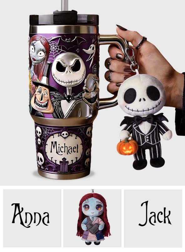 Personalized Nightmare Tumbler with Plush Charm Gift for Halloween Tumbler With Plush Charm GradoCreations