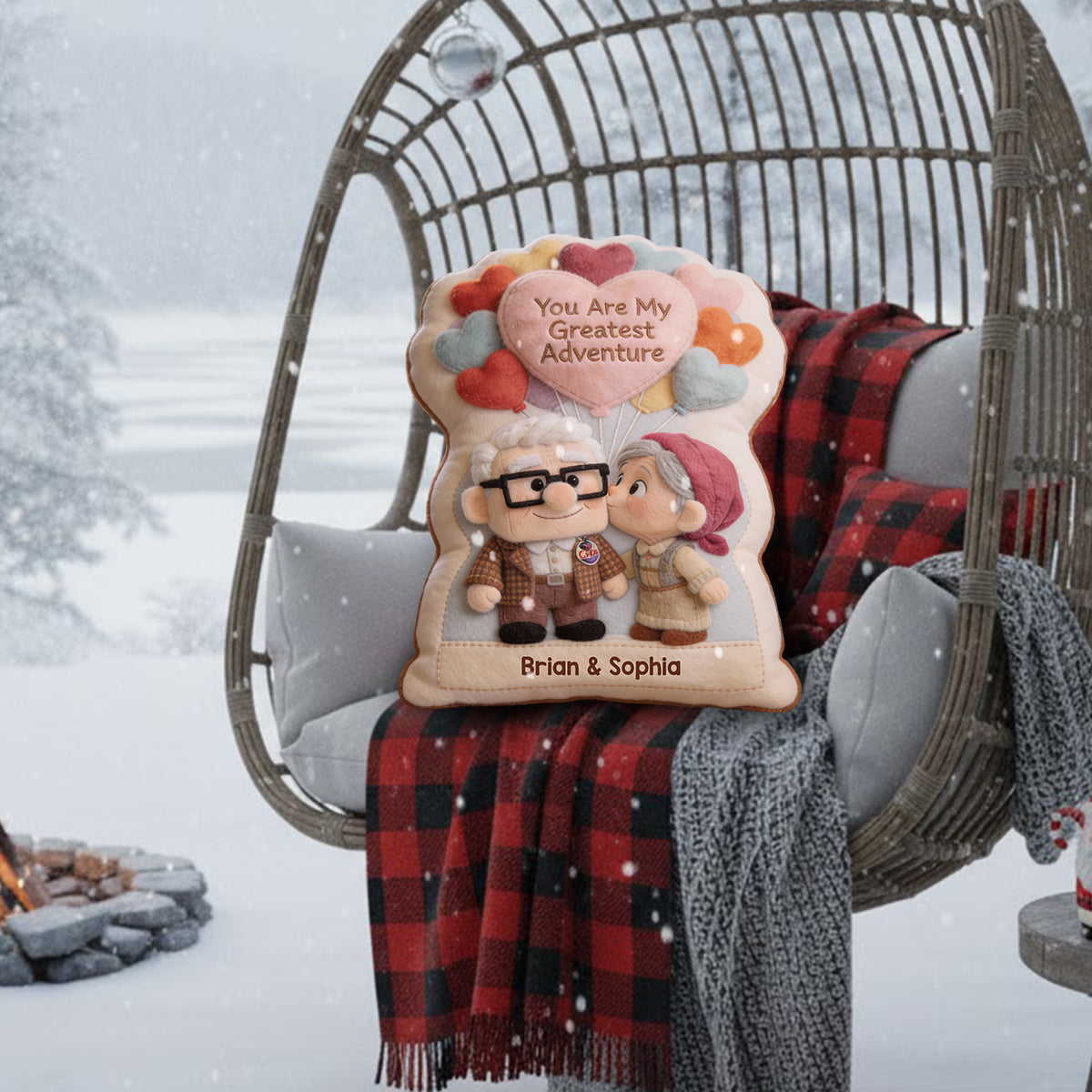 Personalized Faux Fur Shaped Pillow Custom Name Gift for Couple Faux Fur Shaped Pillow GradoCreations