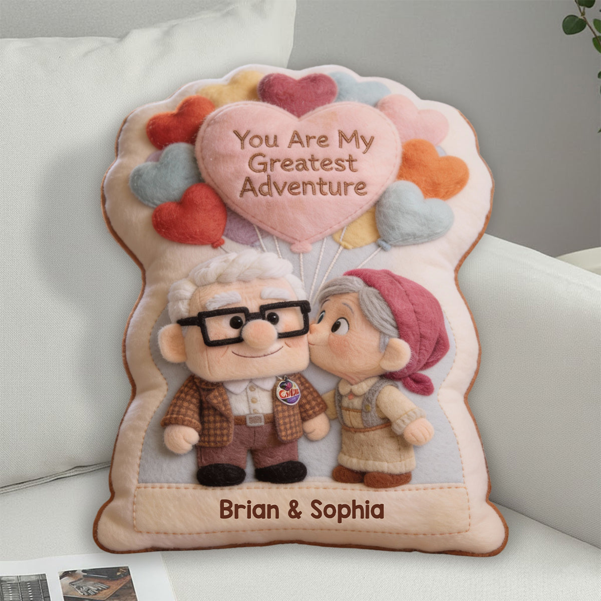 Personalized Faux Fur Shaped Pillow Custom Name Gift for Couple Faux Fur Shaped Pillow GradoCreations