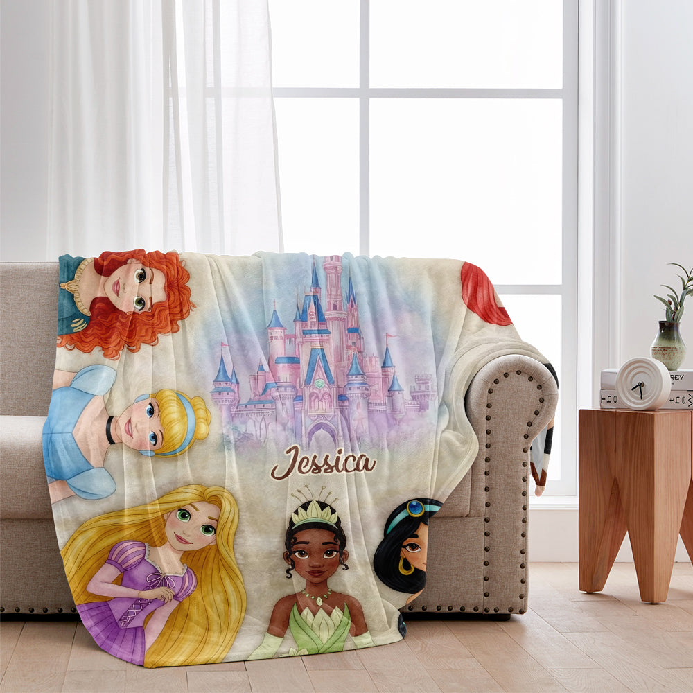 Personalized Princess Blanket Custom Name Gift for Kids Blanket GradoCreations