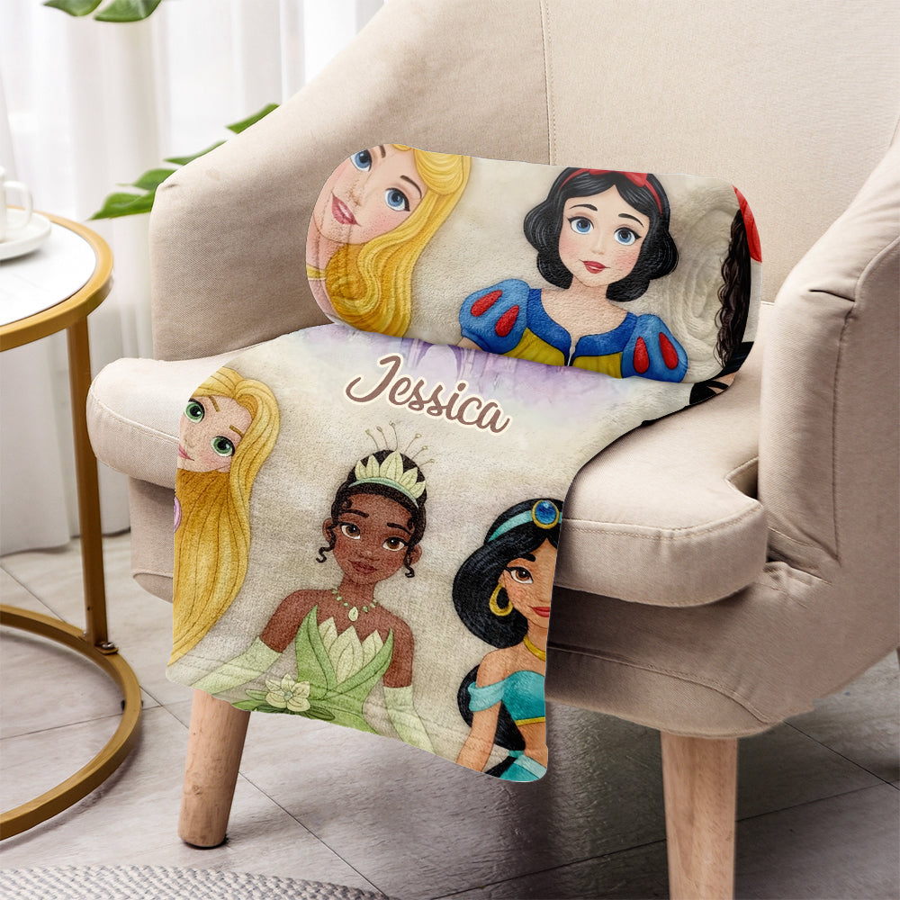 Personalized Princess Blanket Custom Name Gift for Kids Blanket GradoCreations