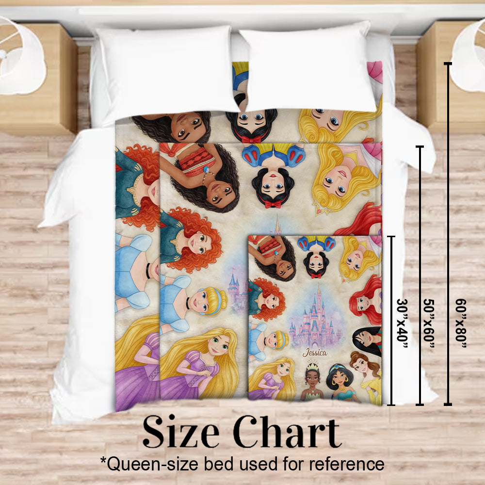 Personalized Princess Blanket Custom Name Gift for Kids Blanket GradoCreations