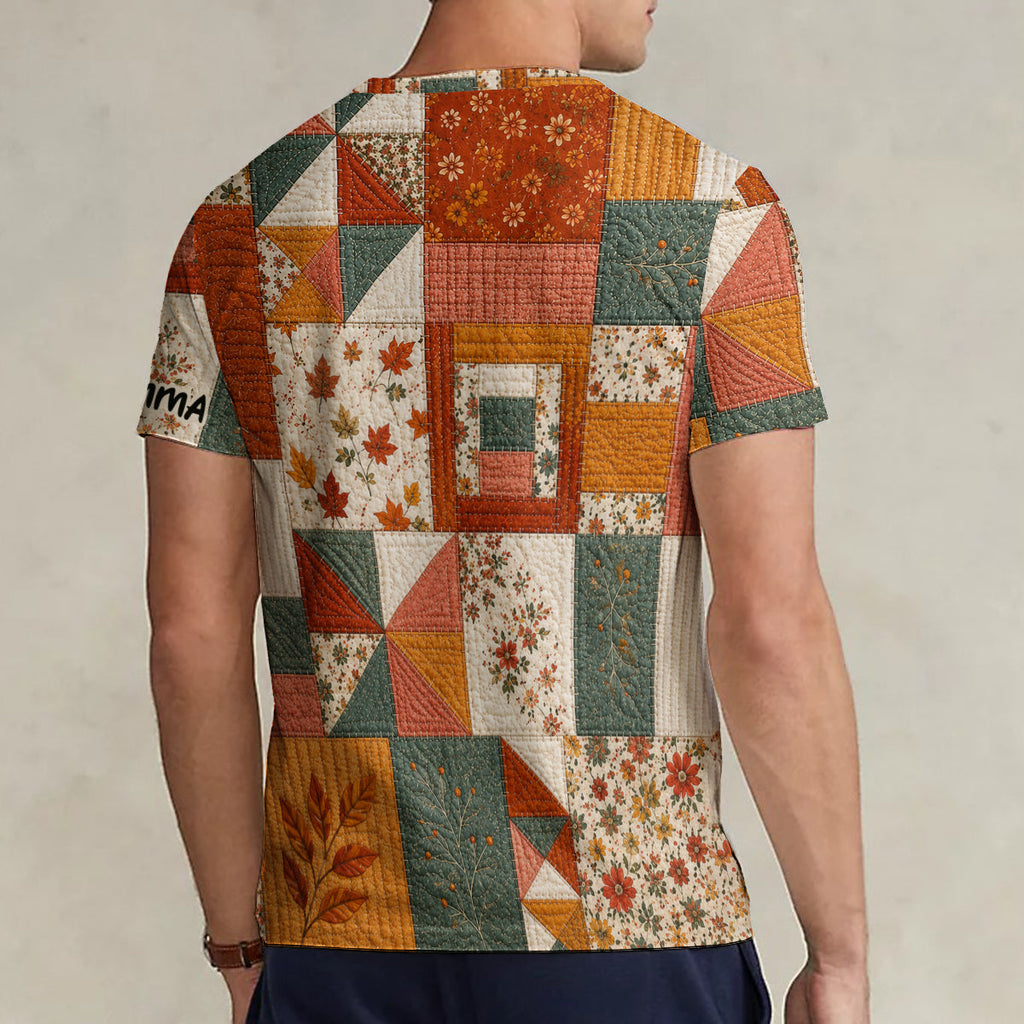 Personalized Autumn Vibes V-Neck T-Shirt with Honey Bear Design Fully Printed V-Neck T-Shirt GradoCreations