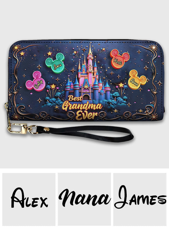 Personalized Leather Wallet Custom Name Gift for Grandma Leather Long Wallet GradoCreations