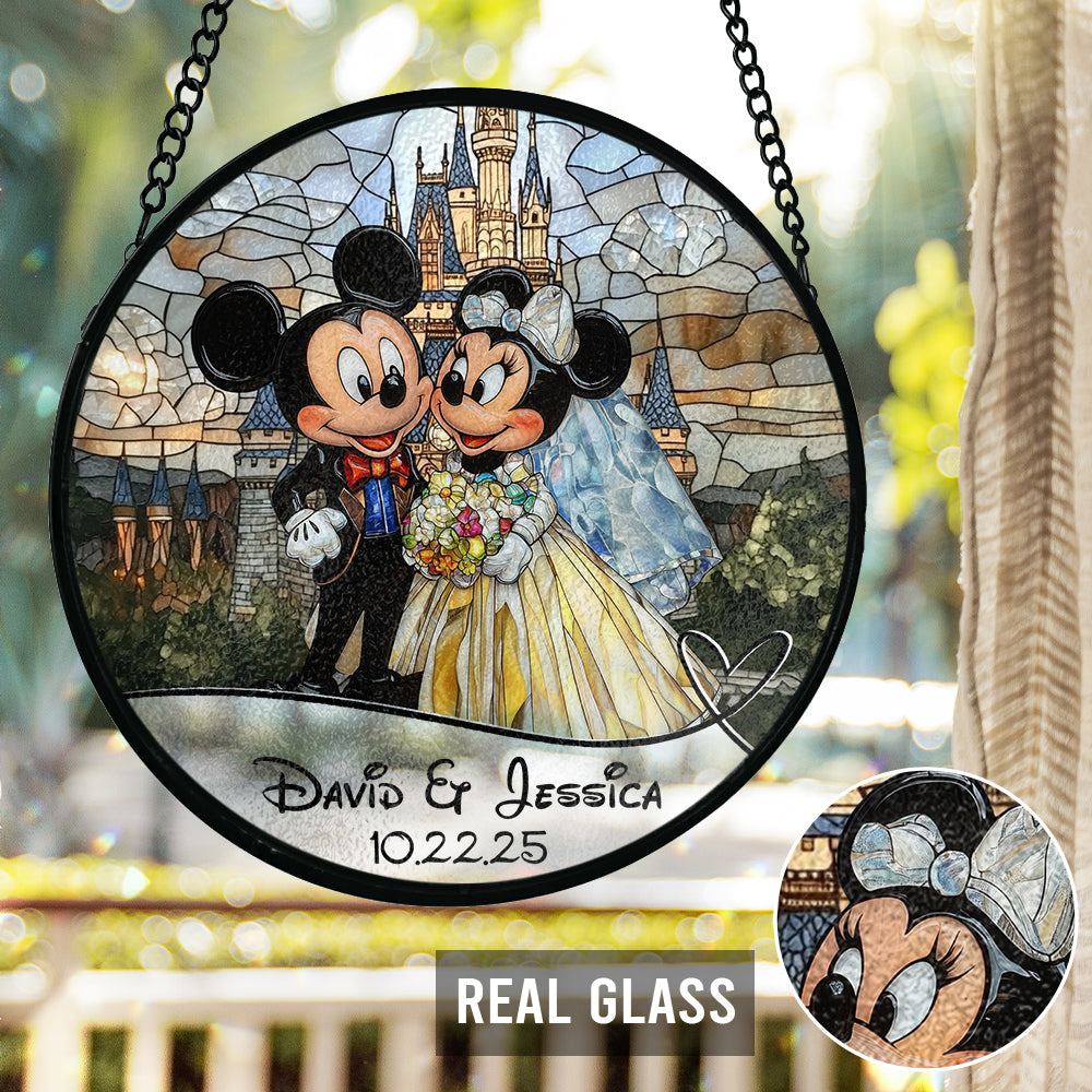 Personalized Mouse Couple Stained Glass Suncatcher Gift Stained Glass Suncatcher GradoCreations