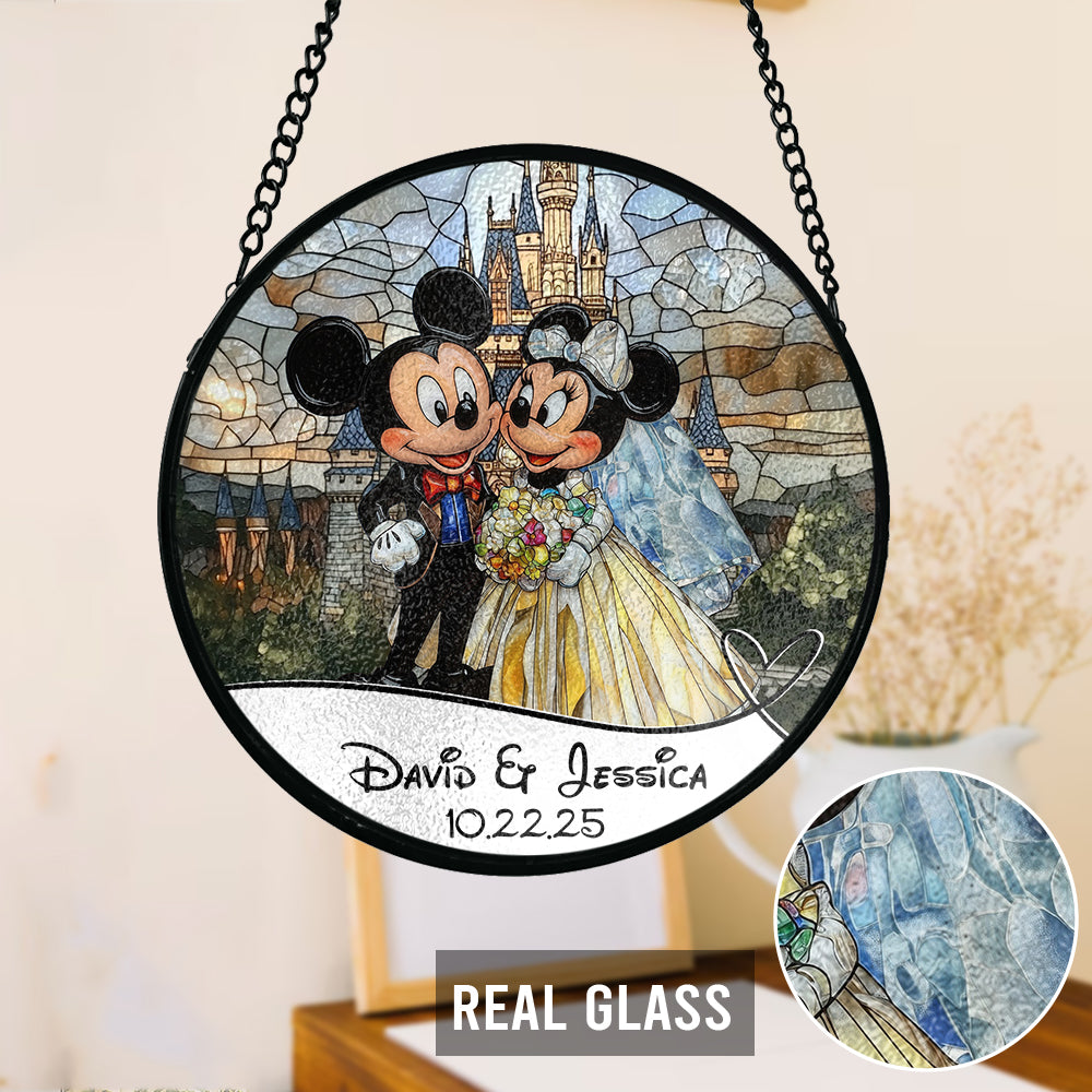 Personalized Mouse Couple Stained Glass Suncatcher Gift Stained Glass Suncatcher GradoCreations