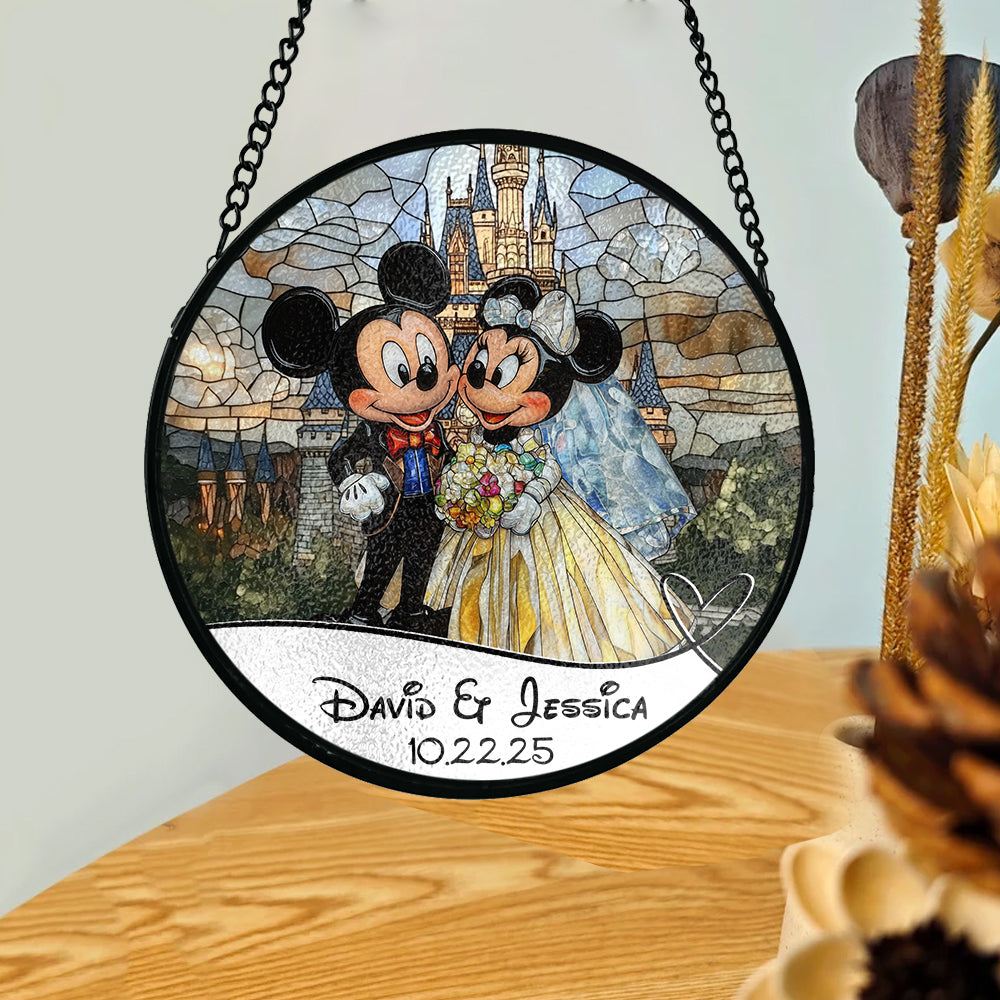 Personalized Mouse Couple Stained Glass Suncatcher Gift Stained Glass Suncatcher GradoCreations