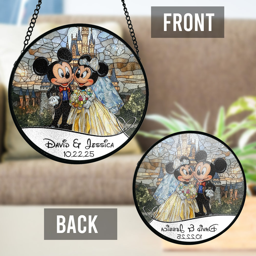 Personalized Mouse Couple Stained Glass Suncatcher Gift Stained Glass Suncatcher GradoCreations