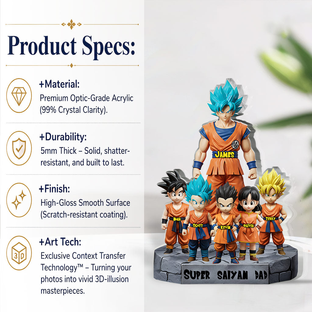 Personalized Super Saiyan Dad Acrylic Plaque Gift for Father's Day