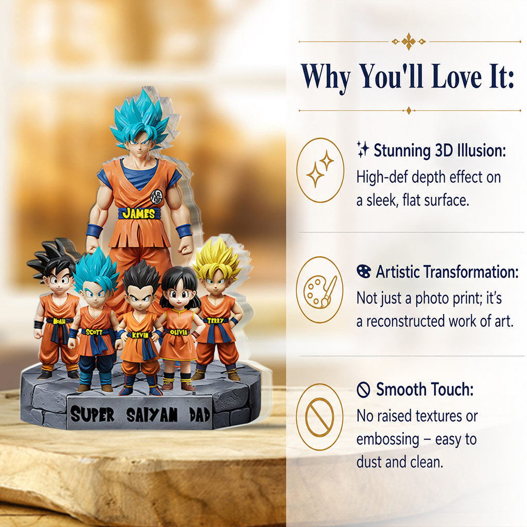 Personalized Super Saiyan Dad Acrylic Plaque Gift for Father's Day