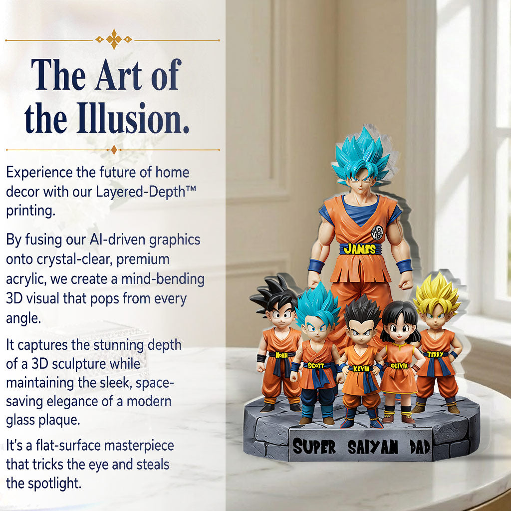 Personalized Super Saiyan Dad Acrylic Plaque Gift for Father's Day