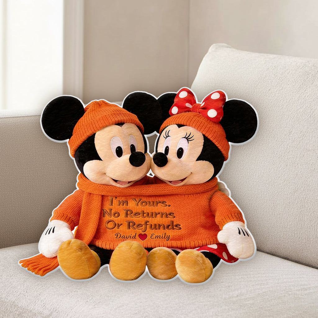 Custom Cartoon Mouse Couple Faux Fur Pillow Personalized Gift Faux Fur Shaped Pillow GradoCreations