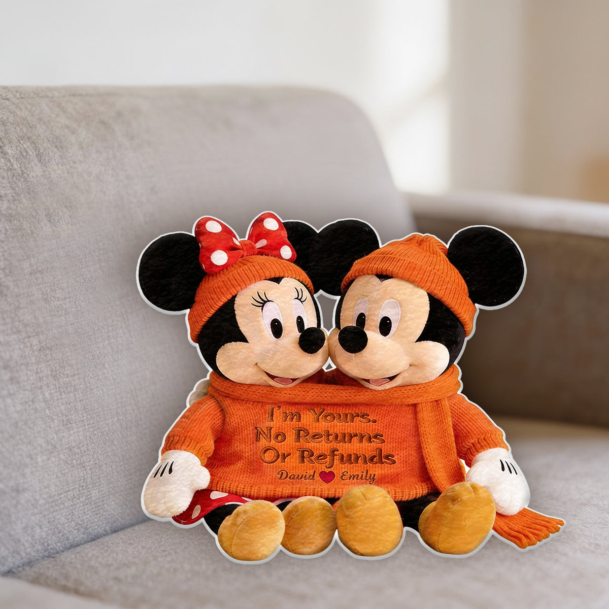 Custom Cartoon Mouse Couple Faux Fur Pillow Personalized Gift Faux Fur Shaped Pillow GradoCreations