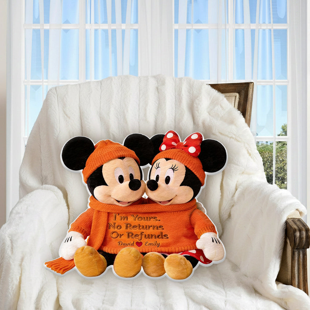 Custom Cartoon Mouse Couple Faux Fur Pillow Personalized Gift Faux Fur Shaped Pillow GradoCreations