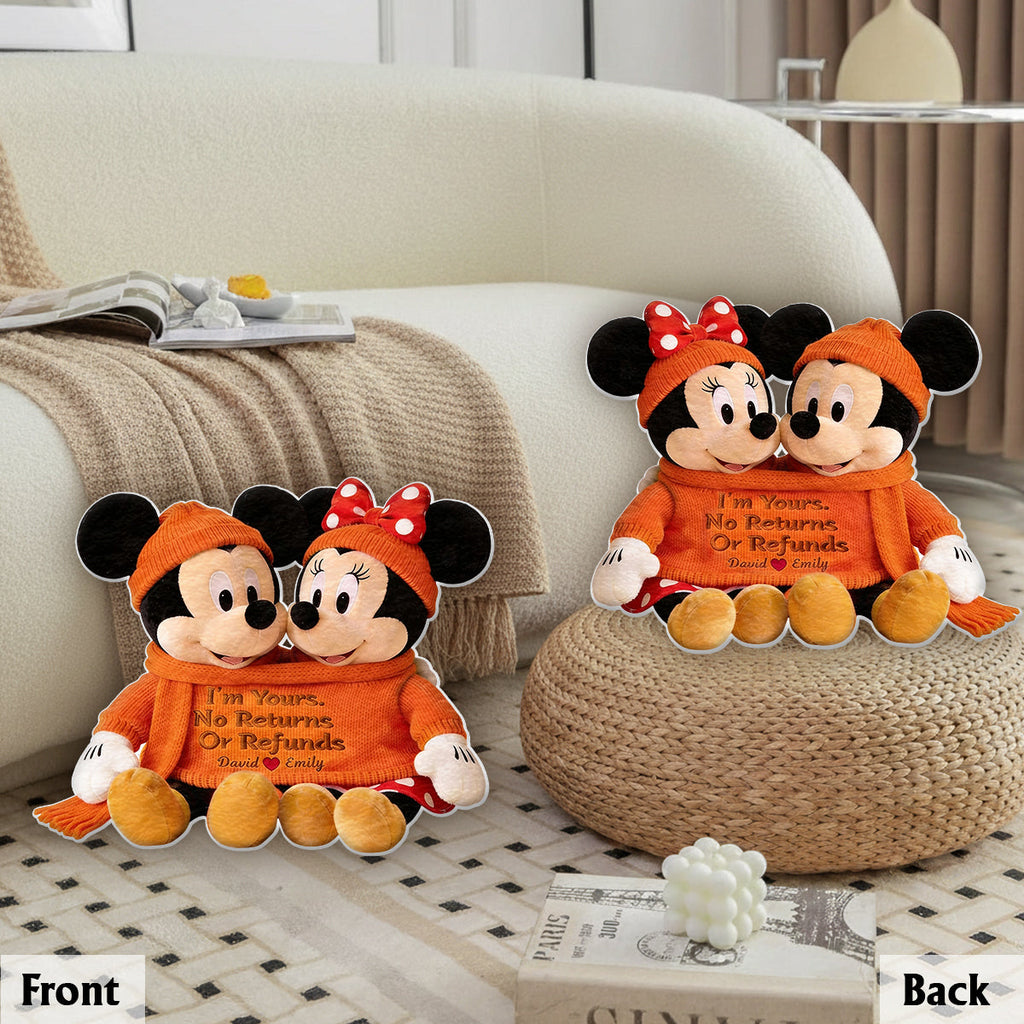 Custom Cartoon Mouse Couple Faux Fur Pillow Personalized Gift Faux Fur Shaped Pillow GradoCreations