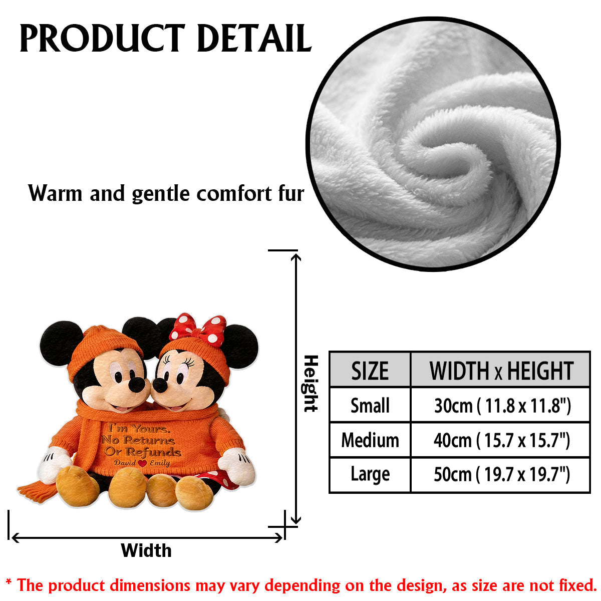 Custom Cartoon Mouse Couple Faux Fur Pillow Personalized Gift Faux Fur Shaped Pillow GradoCreations