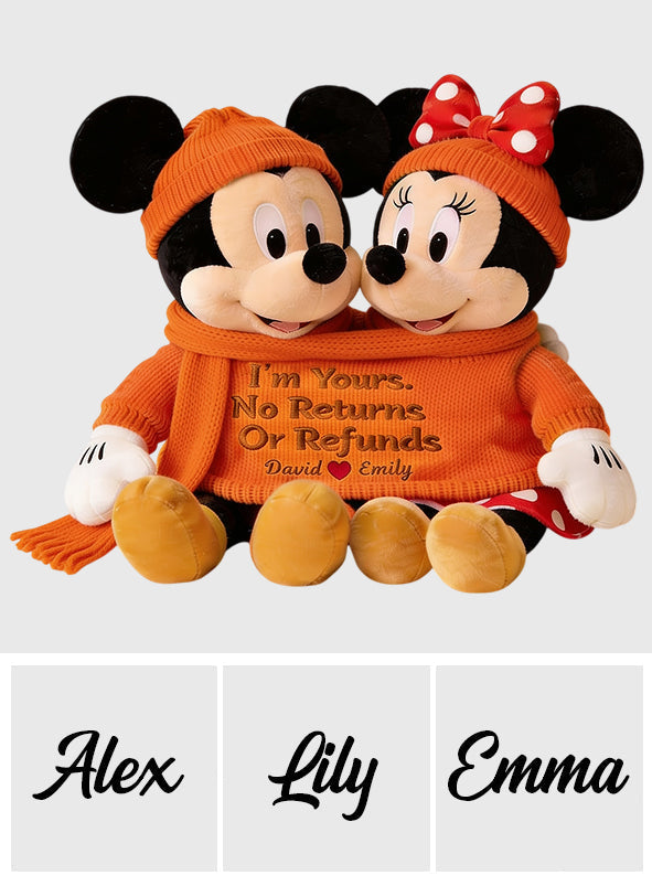 Custom Cartoon Mouse Couple Faux Fur Pillow Personalized Gift Faux Fur Shaped Pillow GradoCreations