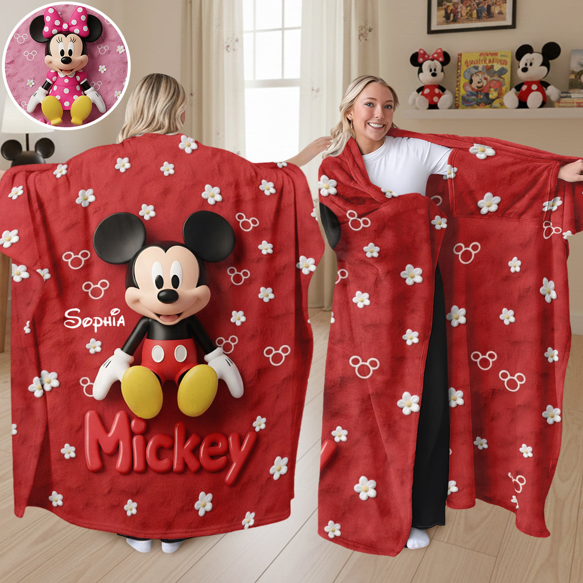 Personalized Mickey Mouse Wearable Blanket for Kids & Adults Wearable Blanket GradoCreations