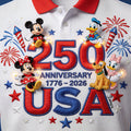 Personalized 250th Anniversary Mouse Polo Shirt for Kids | Quick-Dry Fabric Polo Shirt GradoCreations