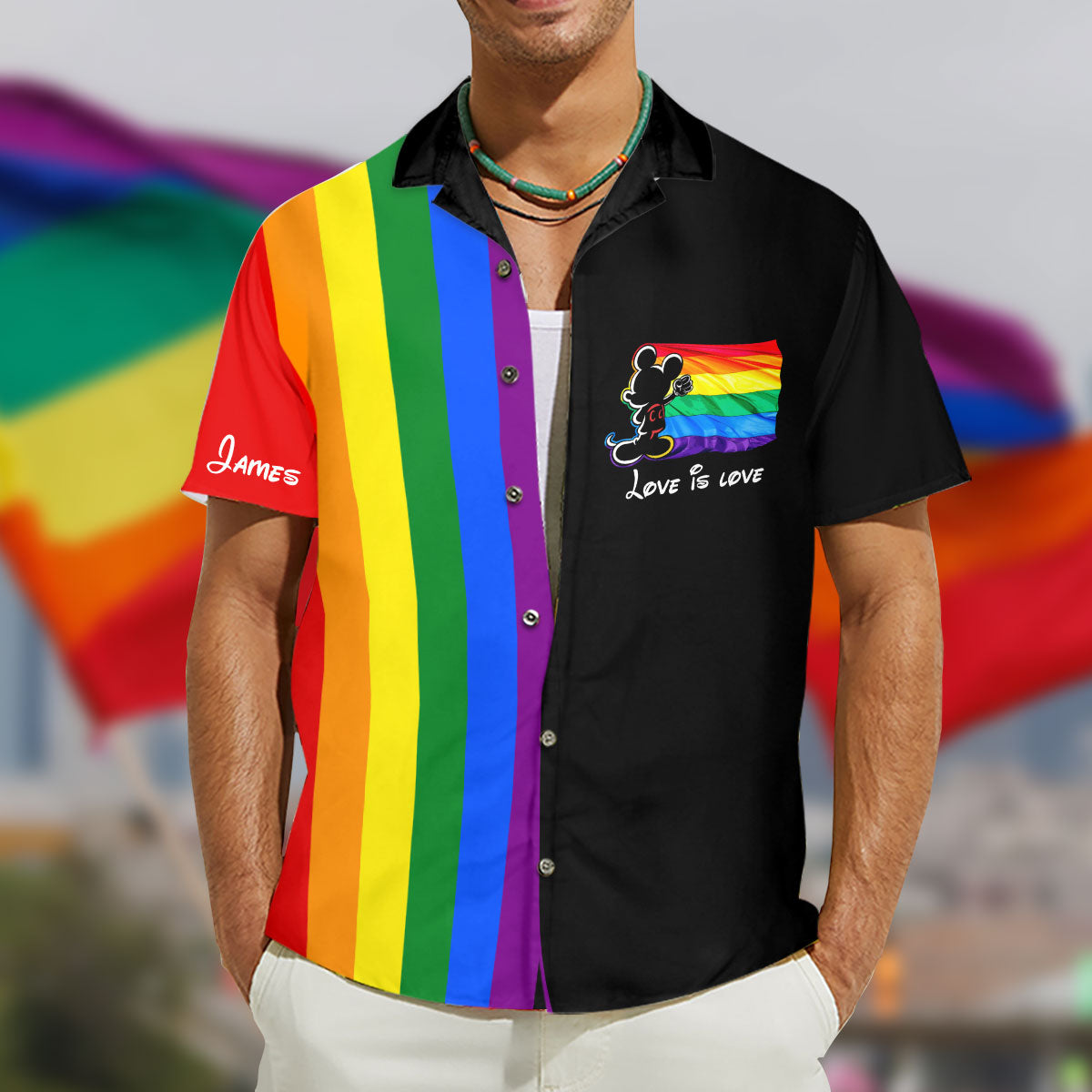 Personalized LGBT Support Hawaiian Shirt Custom Name Gift Hawaiian Shirt GradoCreations