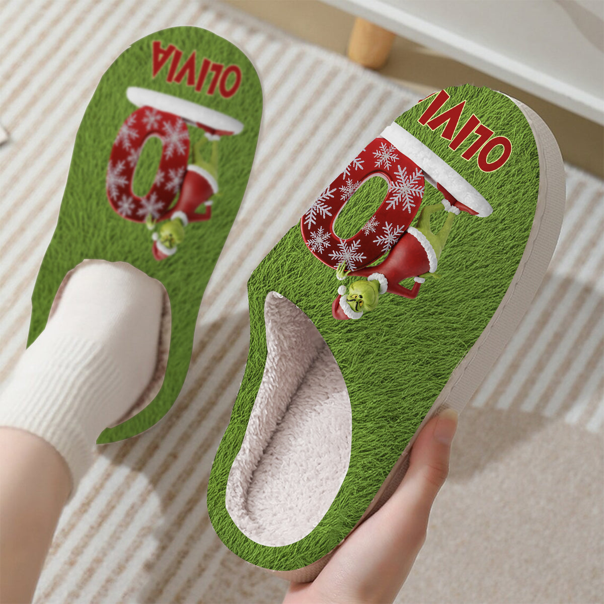 Personalized Christmas Slippers with Custom Name Gift for Kids Slippers GradoCreations