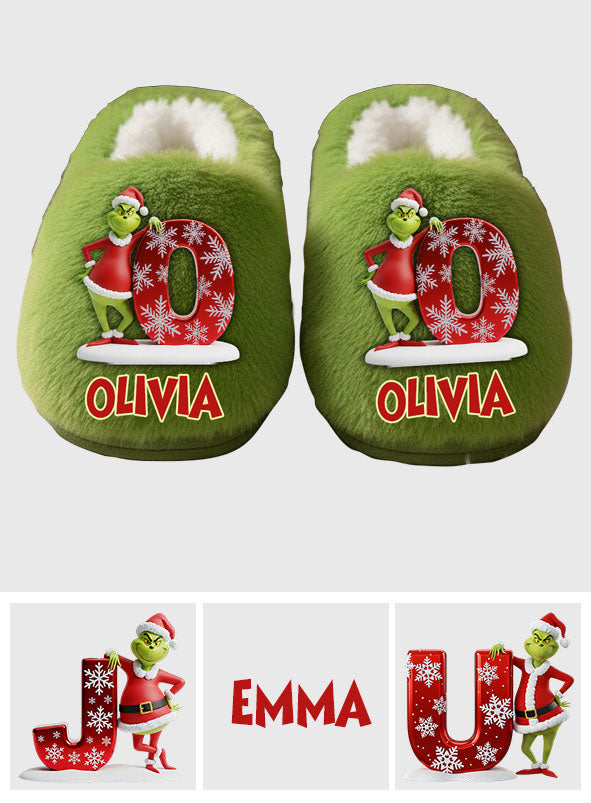 Personalized Christmas Slippers with Custom Name Gift for Kids Slippers GradoCreations