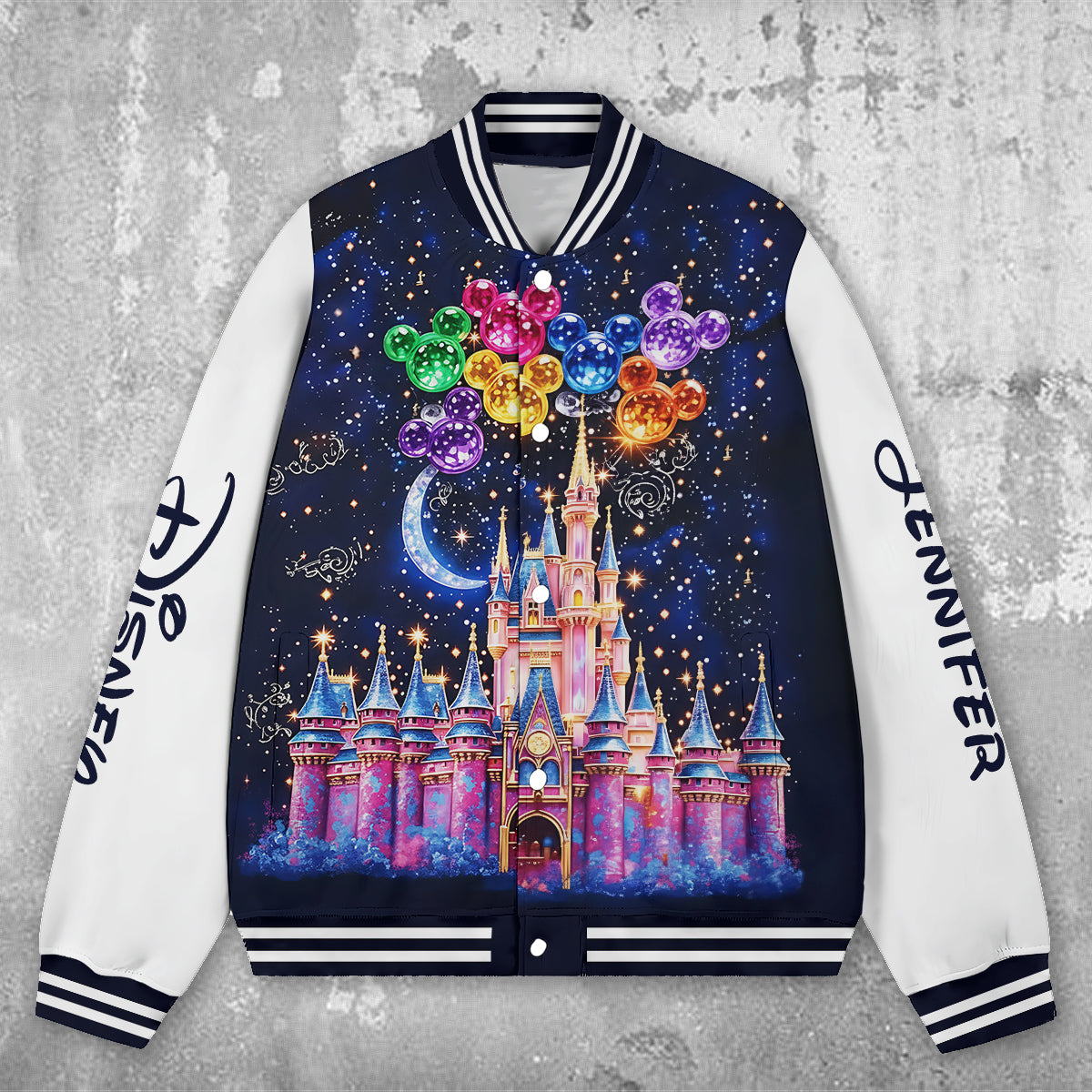Personalized Disney Castle Varsity Jacket Custom Name Gift Varsity Jacket GradoCreations