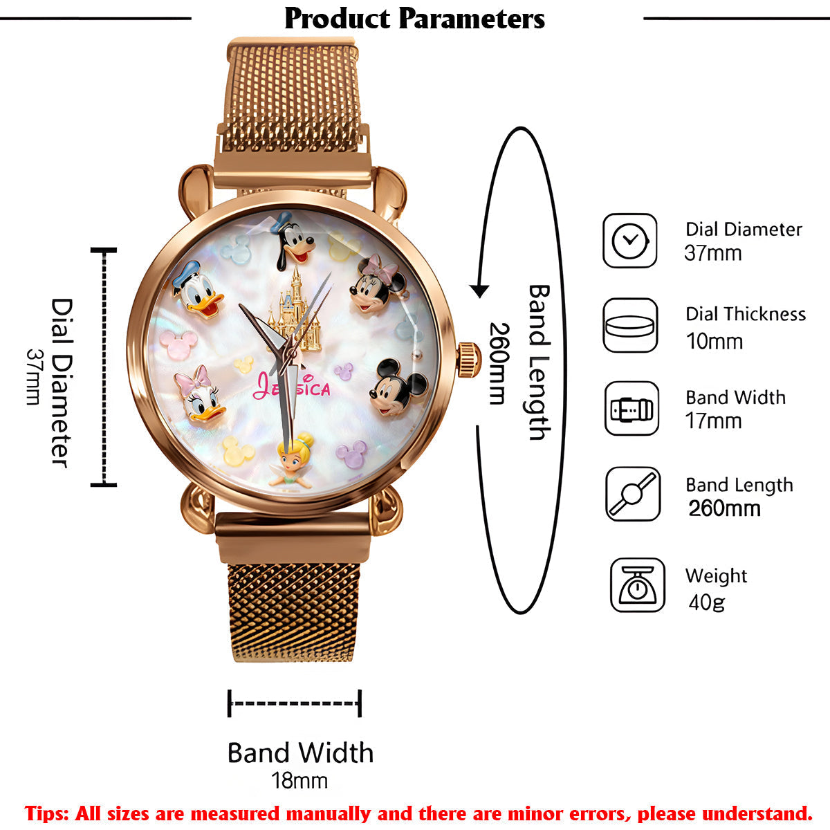 Personalized Disney Women's Hand Watch Custom Name Gift Women Hand Watch GradoCreations