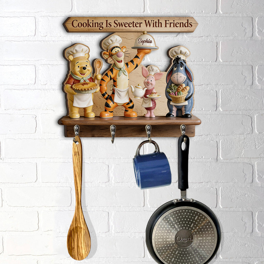 Personalized Wall-Mounted Key Holder Rack Gift for Cooking Lovers Hanging Rack GradoCreations