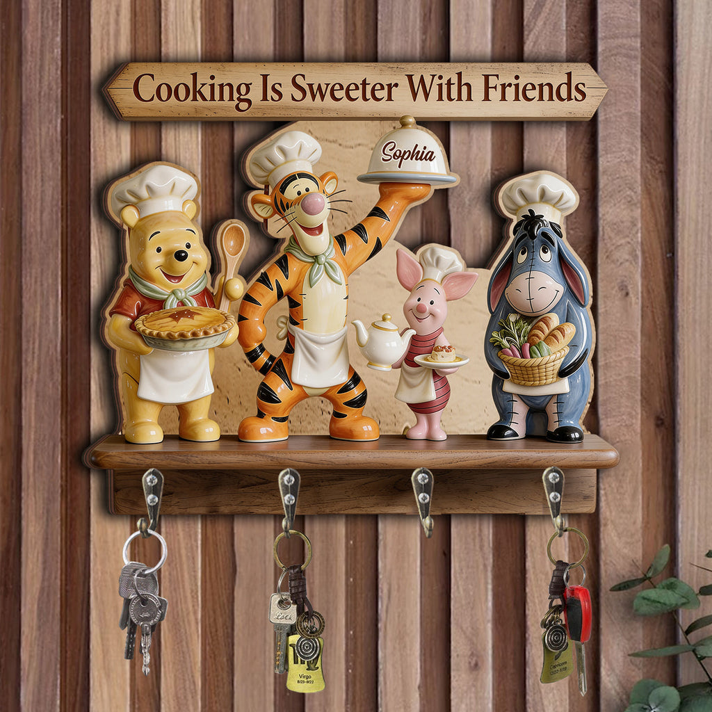 Personalized Bear Shaped Key Rack with Shelf for Home Decor Custom Shaped Key Rack GradoCreations