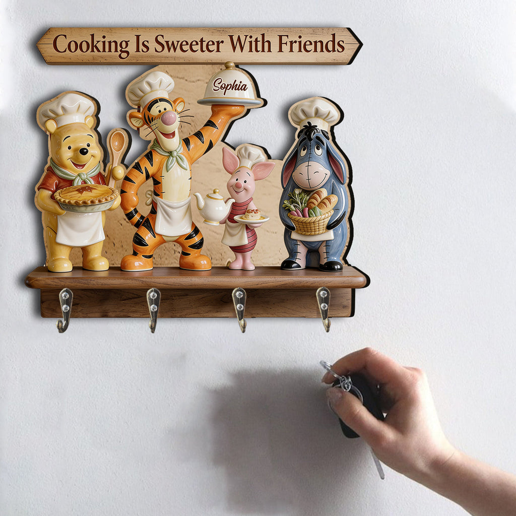 Personalized Wall-Mounted Key Holder Rack Gift for Cooking Lovers Hanging Rack GradoCreations